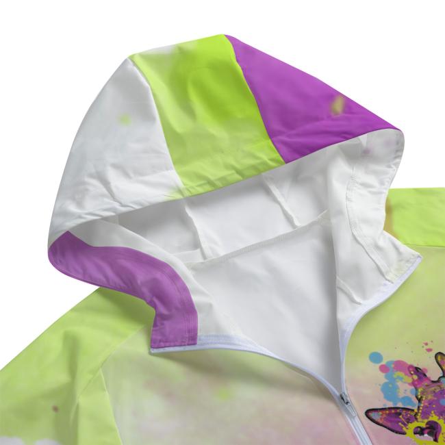 Preview: Leichte Regenjacke Giraffe – Popart Hundemotiv, 100 % Polyester, Unisex, Afrika, afrikanische Tiere